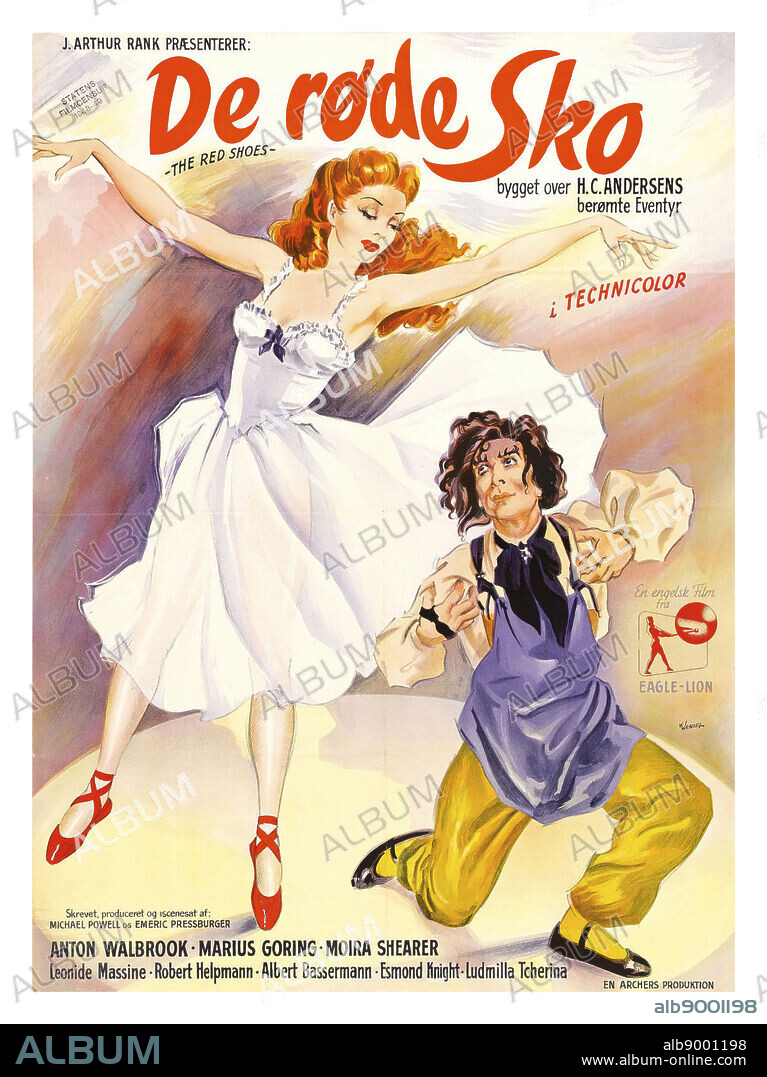Poster de LAS ZAPATILLAS ROJAS, 1948 (THE RED SHOES), dirigida por EMERIC PRESSBURGER. Copyright RANK.