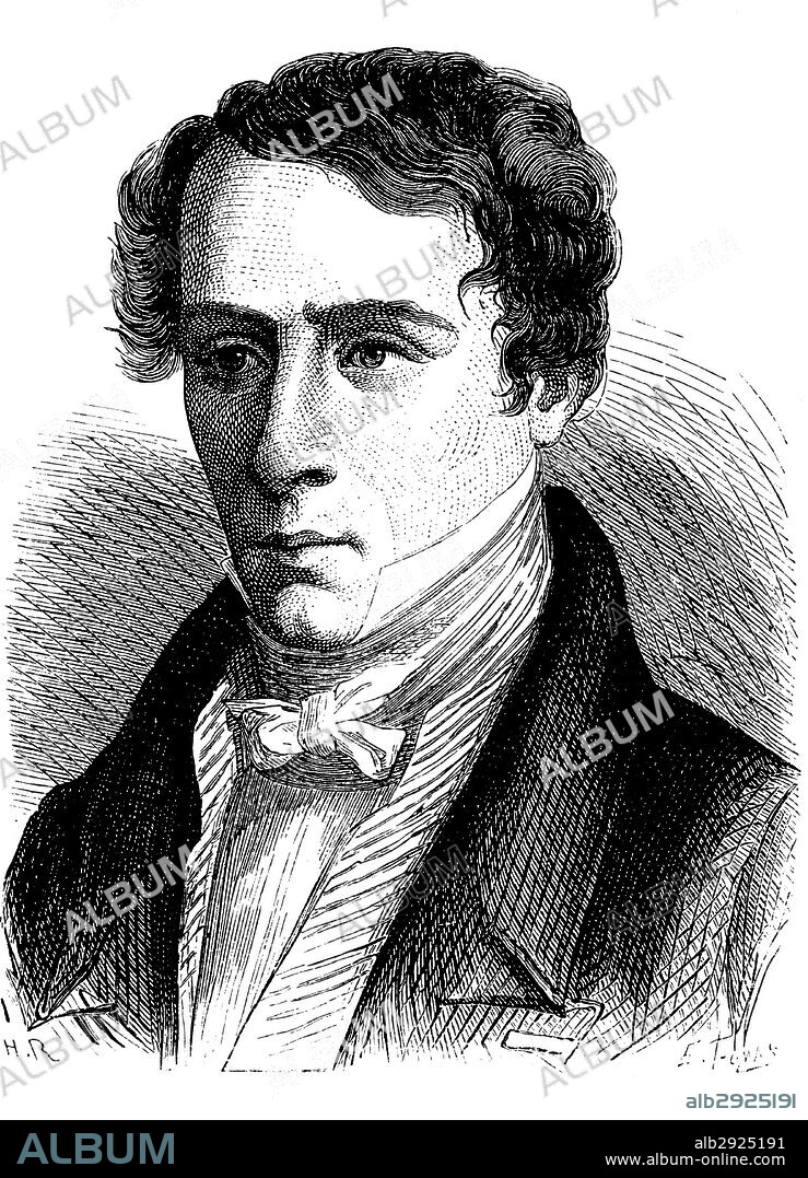 Augustin-Jean Fresnel (1788-1827), ingeniero y físico francés. Grabado de 1873.