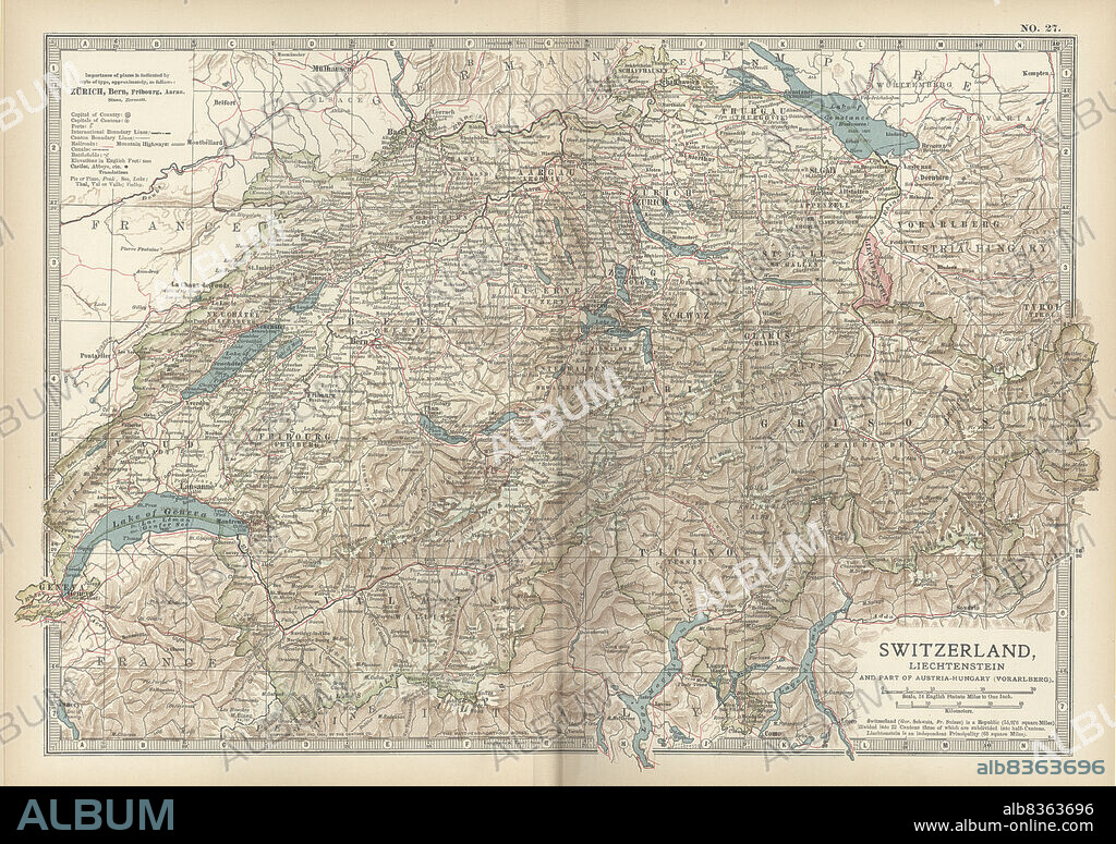 Map of Switzerland and Liechtenstein.