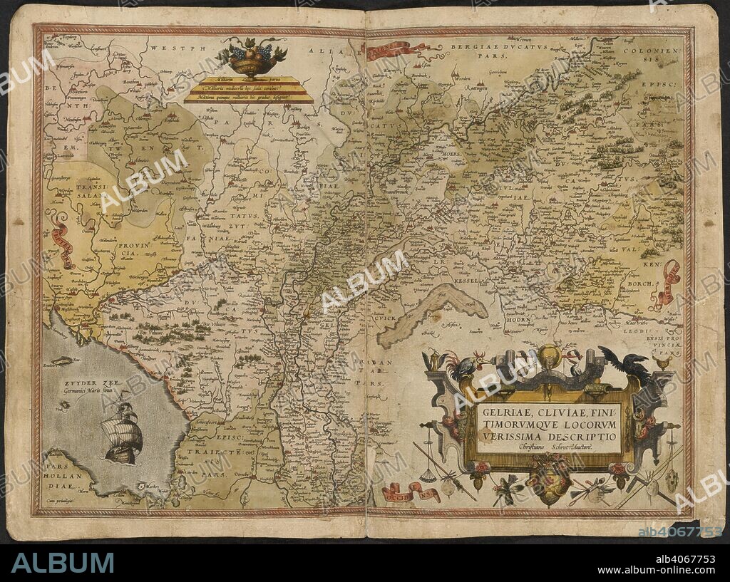 GERARDUS MERCATOR. Map of Gelderland and Cleves. The Mercator atlas of Europe. 1570-1572. Gelriae, Cliviae, fini timorumque locorum, verissima descriptio.  Image taken from The Mercator atlas of Europe.  Originally published/produced in 1570-1572. . Source: Maps.C.29.c.13, 17.