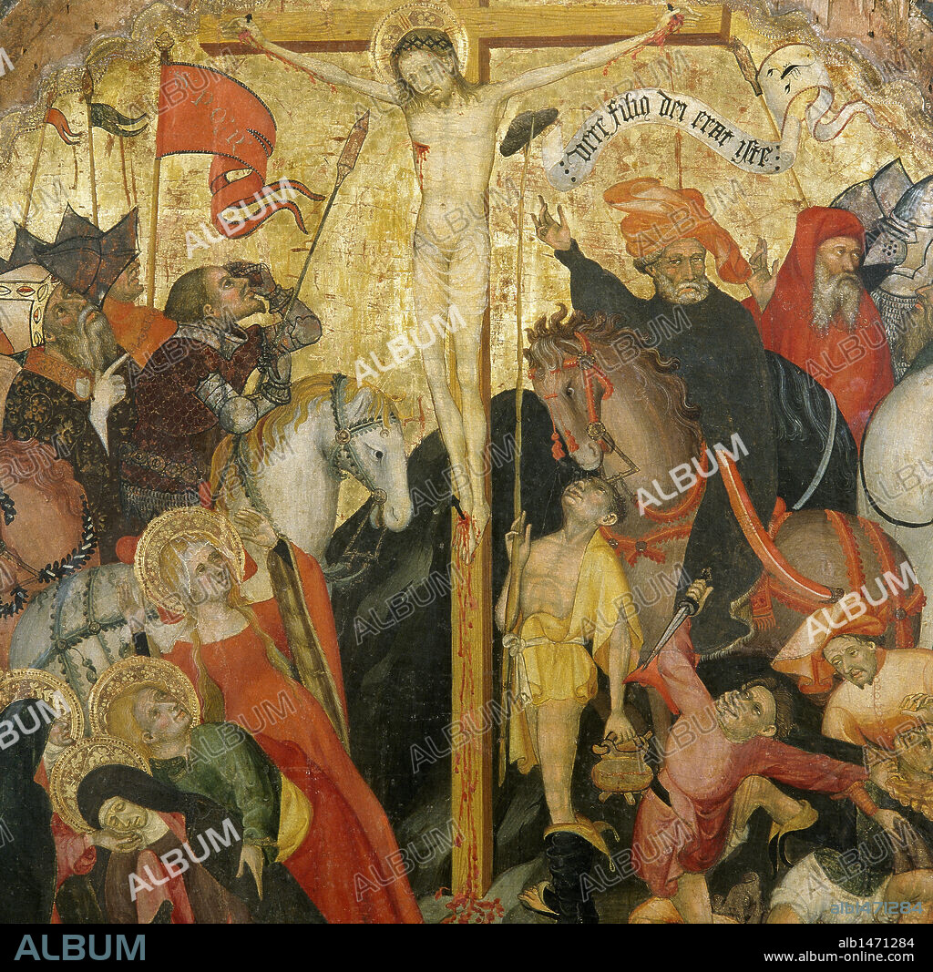 LLUÍS BORRASSÀ (CA. 1360-1425). CATALAN PAINTER.. Lluís Borrassà (ca. 1360-1425). Catalan painter. Major altarpiece of Sant Pere, 1411. Calvary. Terrassa Museum (See of Egara). The Churches of Sant Pere. Province of Barcelona. Catalonia, Spain.