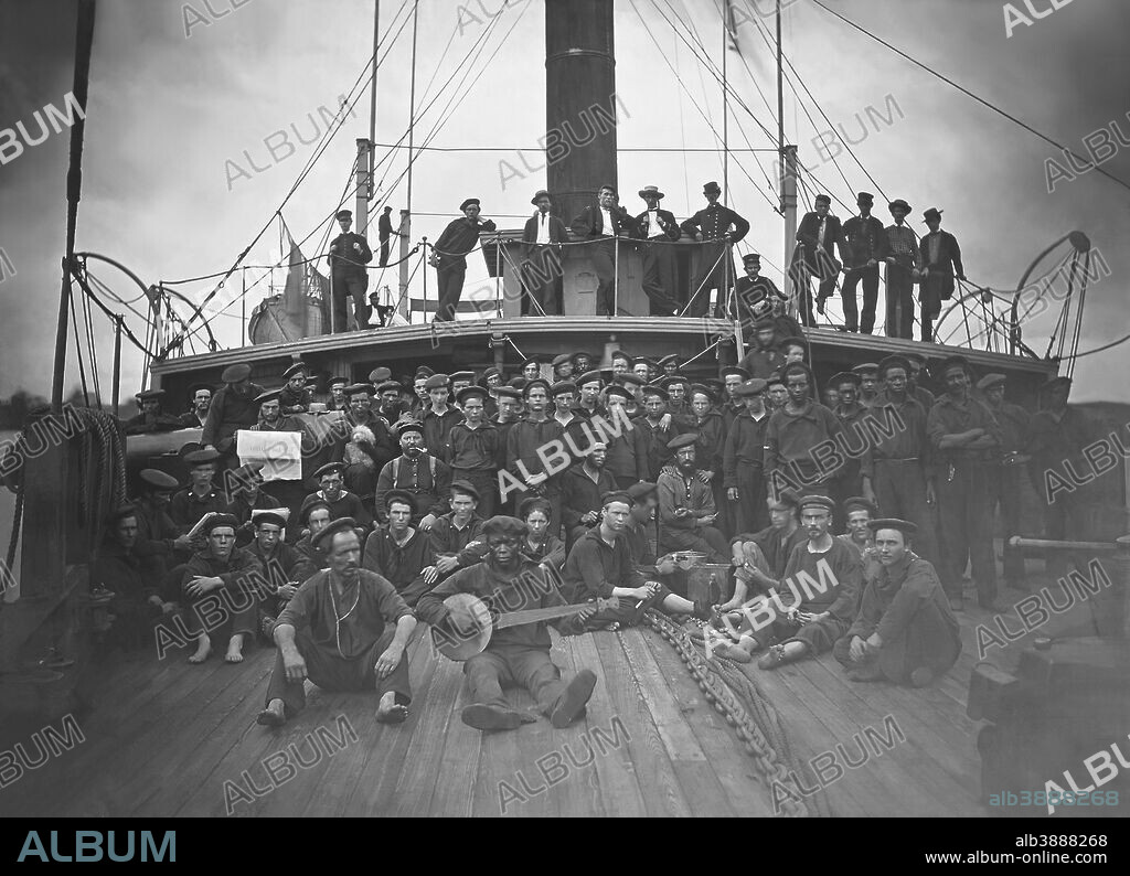 Deck of gunboat USS Hunchback on James River, Virginia, during the American Civil War, 1861 -1865. This photo has been digitally restored.