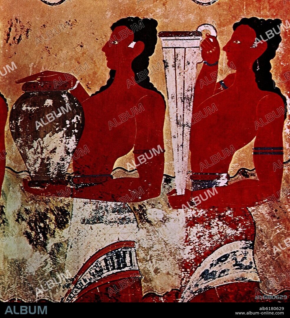 COPEROS DEL PALACIO DE CNOSOS - DETALLE DEL FRESCO DE LOS PROPILEOS DEL PALACIO - 1400 AC.