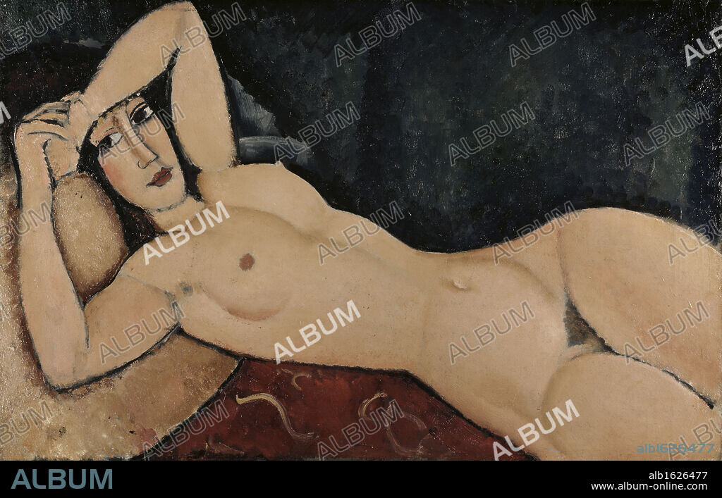 Reclining Nude   1917  Amedeo Modigliani (1884-1920 Italian)  Oil on canvas  Private collection.