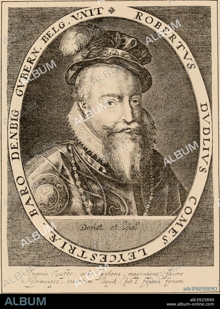 Robert Dudley, 1st Earl of Leicester (1532 or 1533-1588), English nobleman and favourite of Elizabeth I. After an angraving by Hendrik Goltzius (1558-1617). From 'Illustrations of Scottish History' published by Edinburgh: James Stillie, 1889.