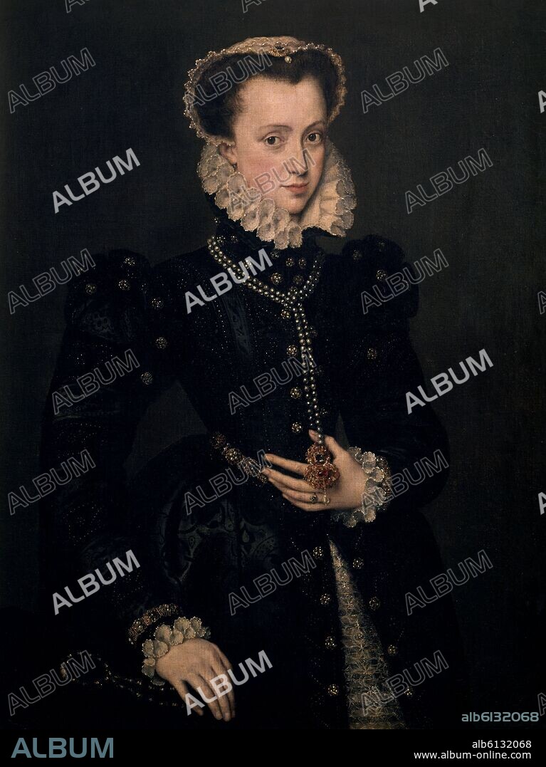 ANTONIO MORO (1519-1576). 'Portrait of a Lady', Second half 16th century, Flemish School, Oil on canvas, 96 cm x 76 cm, P02880.