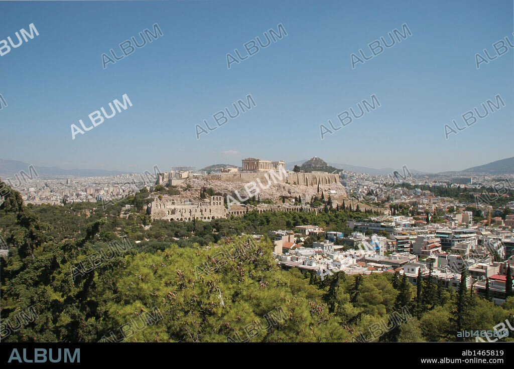 GRECIA ATENAS. Vista panorámia de la ACROPOLIS, desde la colina de Filopapu.