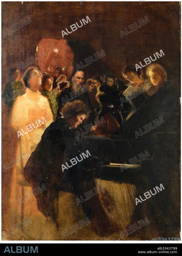 LEONID OSIPOVICH PASTERNAK. Leo Tolstoy at the concert given by Anton Rubinstein.