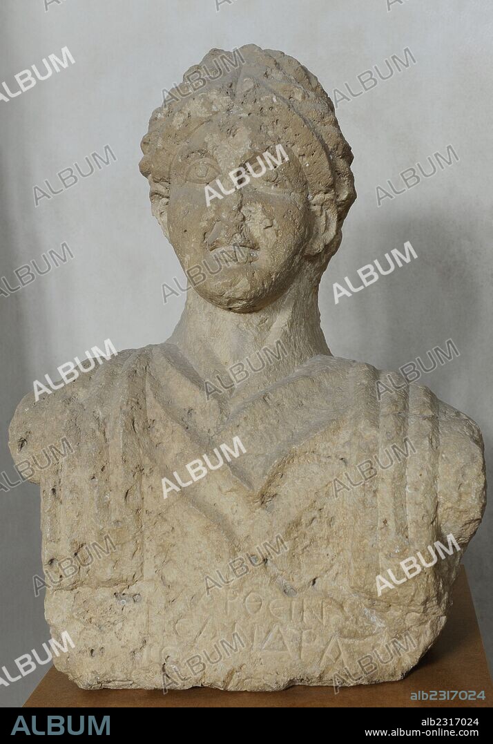 Funerary bust of a woman. Limestone. From Beth Shean, Israel. Roman period. 3rd-4th century AD. Rockefeller Archaeological Museum. Jerusalem. Israel.