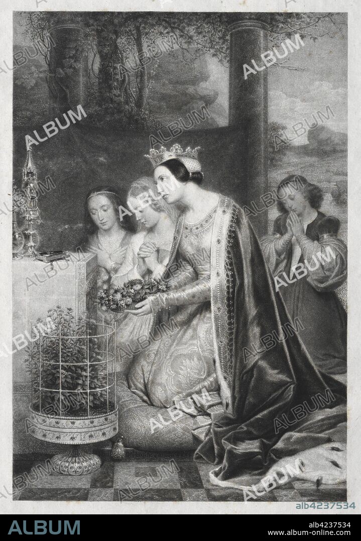 St. Amelia, Queen of Hungary, 1841. Paolo Mercuri (Italian, 1804-1884). Engraving.