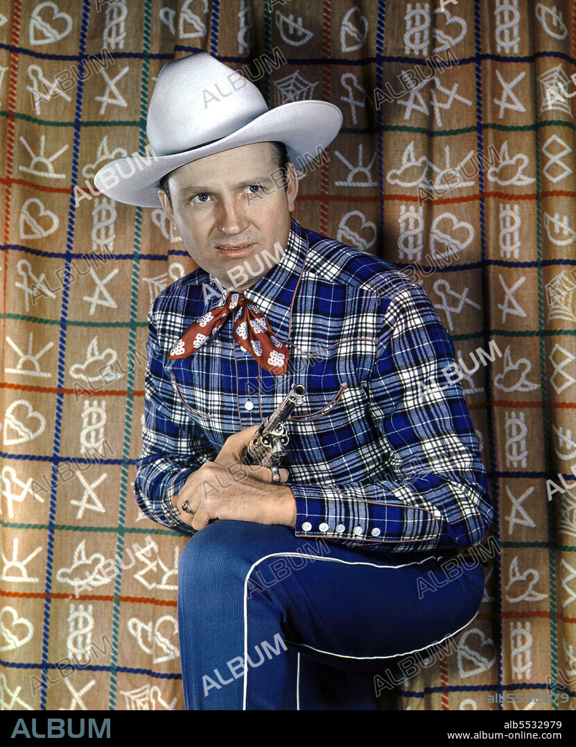 Gene Autry (1907-1998), American Actor and Country Western Singer and Songwriter, three-quarter length Portrait in Cowboy Attire, Harry Warnecke, Robert F. Cranston, 1942.
