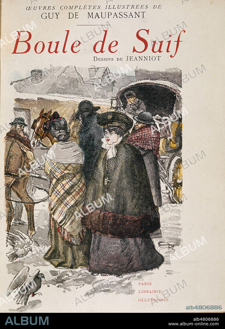 Couverture de l'ouvrage 'Boule de Suif' de Guy de MAUPASSANT (1850-1893) illustree par Pierre JEANNIOT (1848-1934). Credit : Collection KHARBINE-TAPABOR.