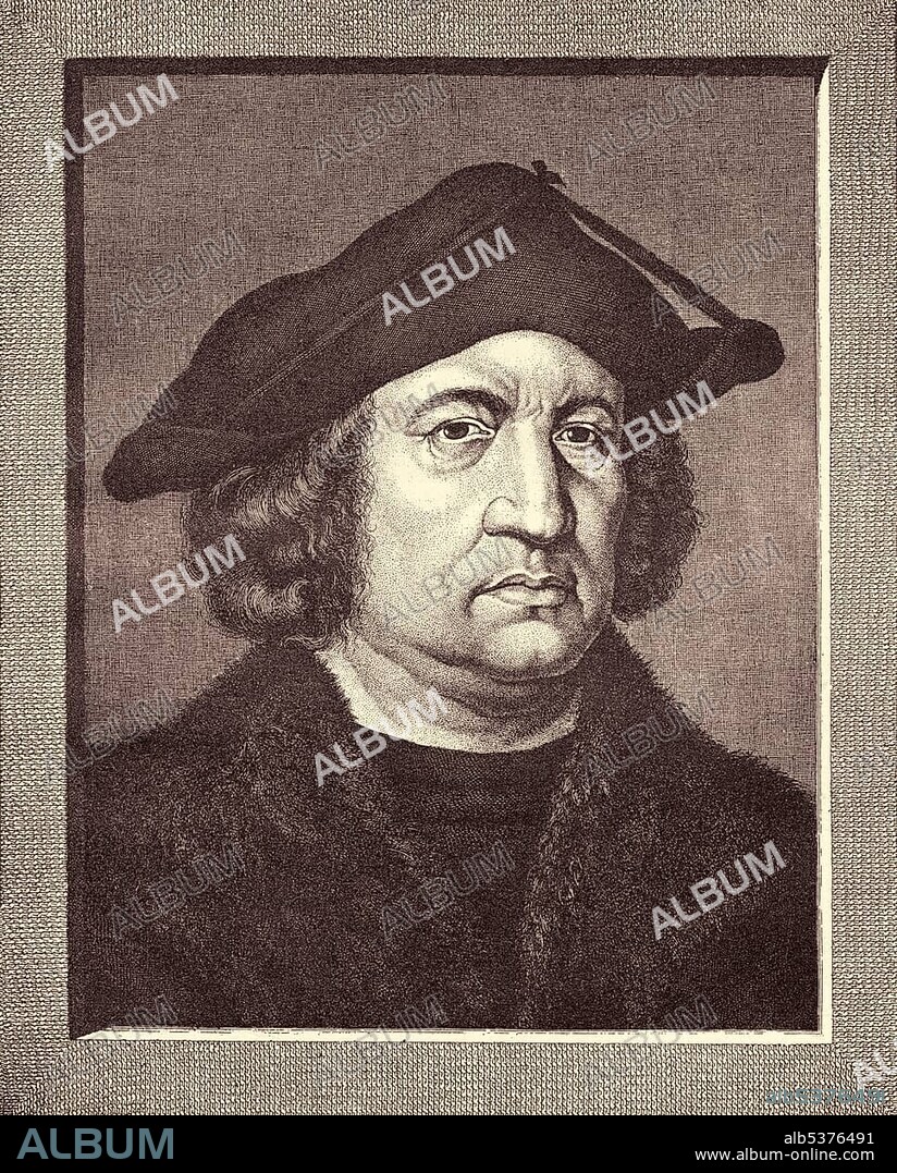 Historical drawing from the 19th century, portrait of Thomas More or Morus, 1478 - 1535, an English statesman, humanist writer and a saint and martyr of the Roman Catholic Church