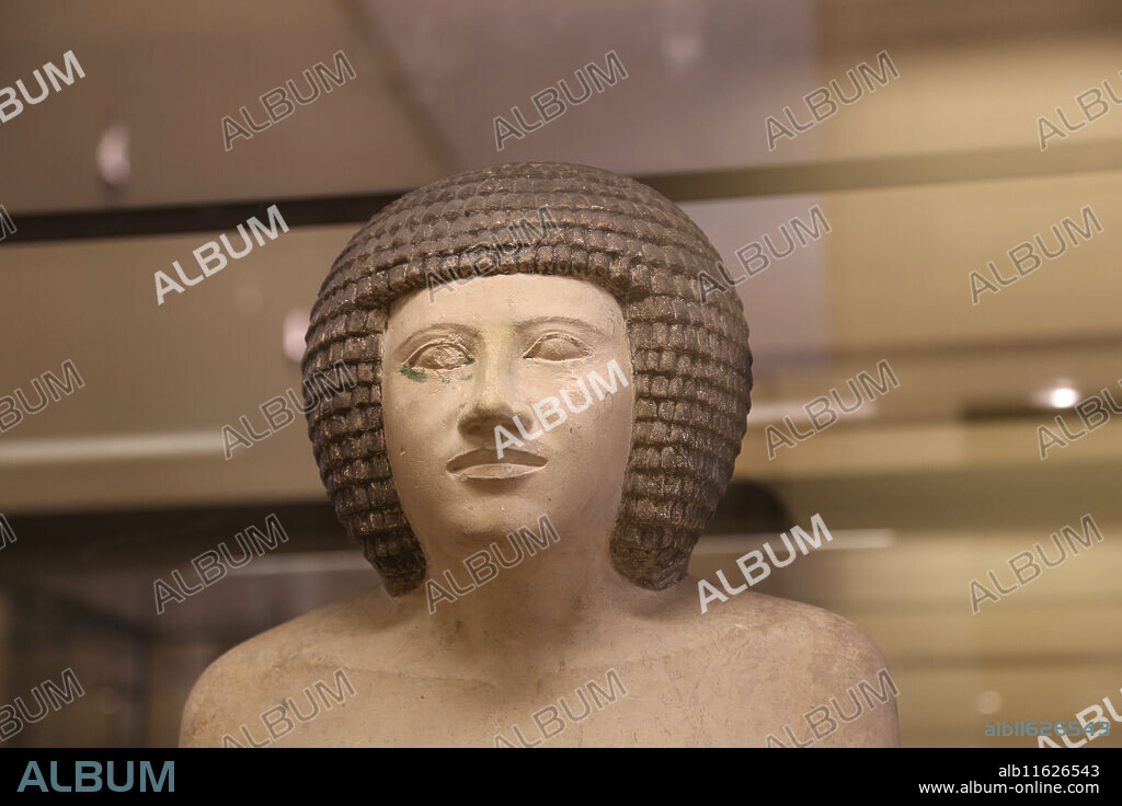 Ancient Egytian. Statues of Sepa. Priest. Old Kingdom. 3rd Dynasty (2700-2620 BC). Limestone. From a serdab in the tomb. Louvre Museum.