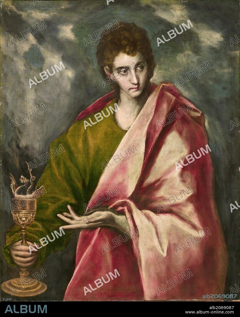 EL GRECO (et atelier). El Greco (and workshop) / 'Saint John the Evangelist', ca.  1605, Spanish School, Oil on canvas, 99 cm x 77 cm, P02444.
