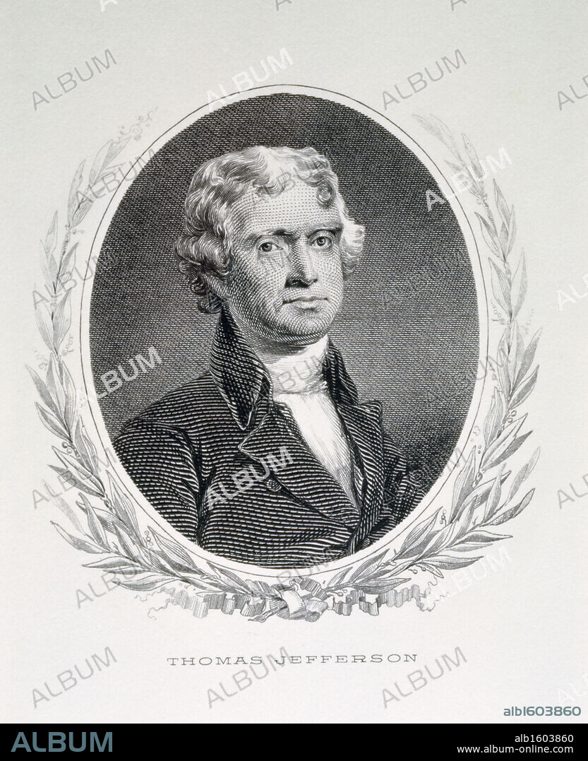 AMERICAN HISTORY. Thomas Jefferson, third President of United States, engraving, (1743-1826).