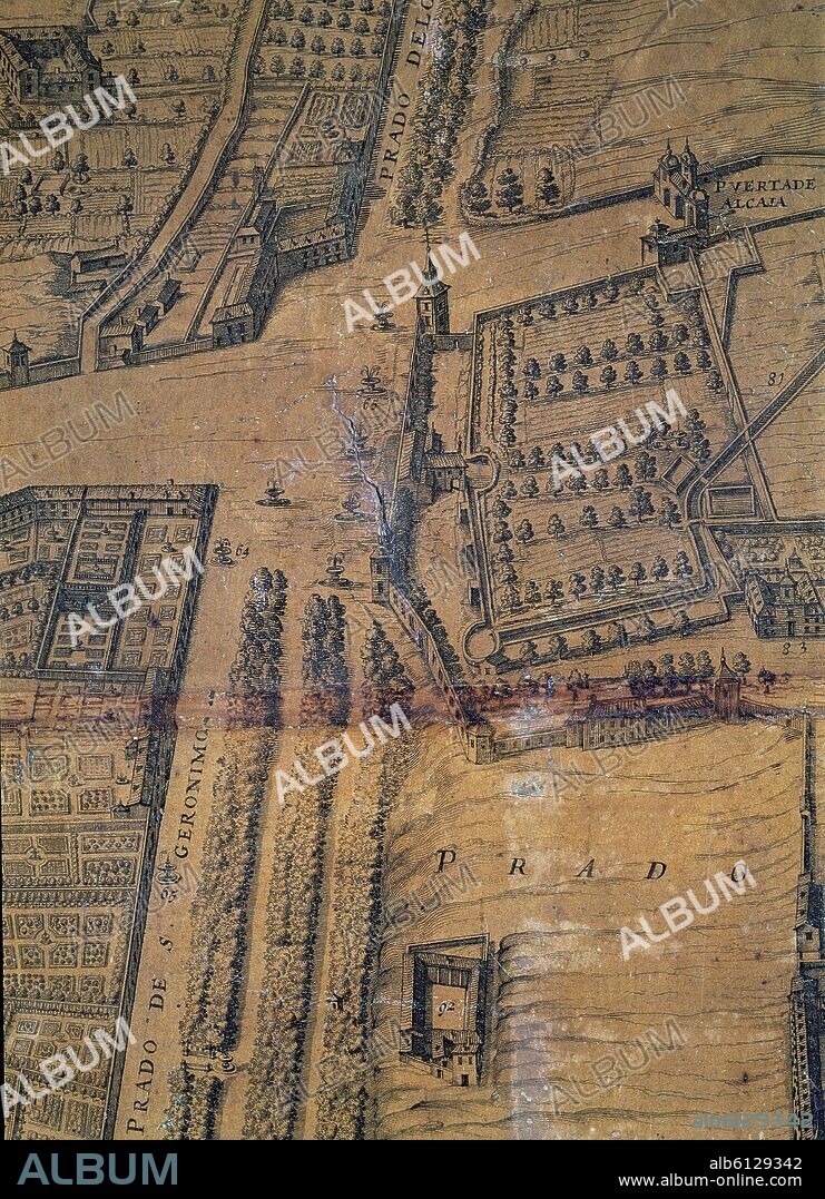PEDRO TEIXEIRA (1592-1662) PEDRO TEXEIRA. PLANO DE MADRID - PASEO DEL PRADO - PLAZA CIBELES - PUBLICADO EN 1656.