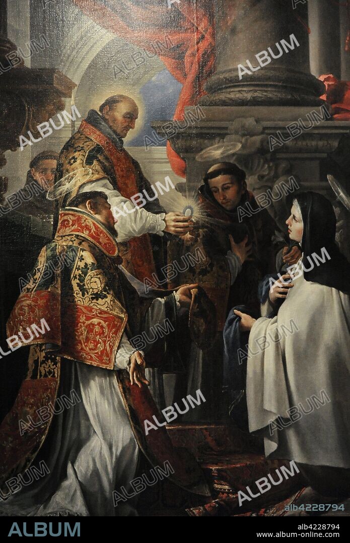 Juan Martin Cabezalero (1633-1673). Spanish Baroque painter. The Communion of Saint Theresa of Avila, ca.1670. Lazaro Galdiano Museum. Madrid. Spain.