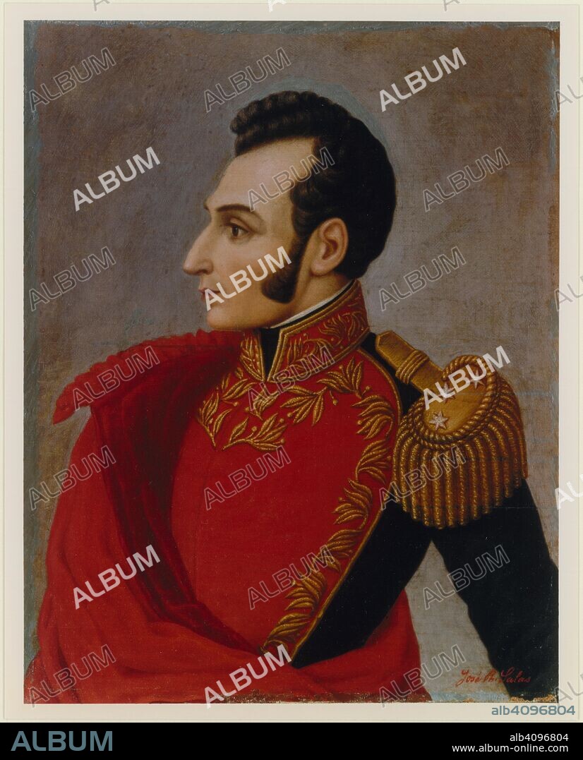 JOSé R. SALAS. Portrait of Antonio José de Sucre (1795-1830).