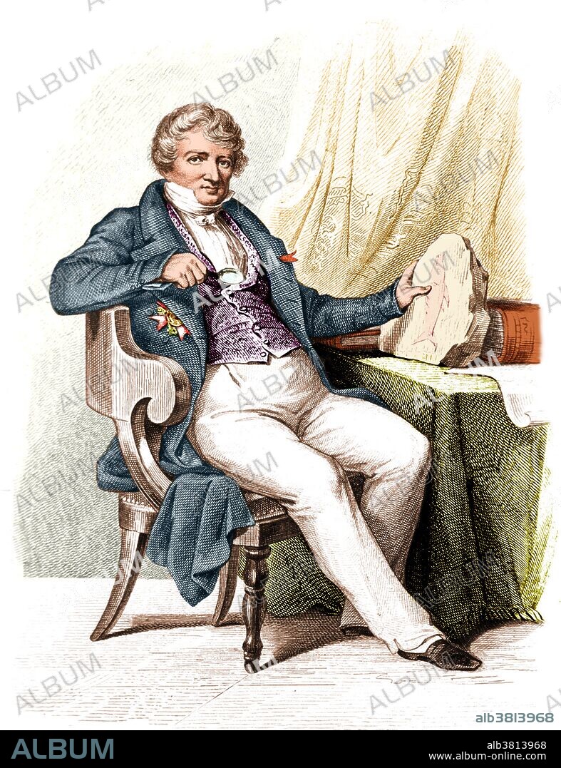 Georges Cuvier (August 23, 1769 - May 13, 1832) was a French naturalist and zoologist, sometimes referred to as the "Father of paleontology". He originated a system of zoological classification that grouped animals according to the structures of their skeletons and organs. Cuvier extended his system to fossils; his reconstructions of the way extinct animals looked, based on their skeletal remains, greatly advanced the science of paleontology. He was a major figure in natural sciences research in the early 19th century, and was instrumental in establishing the fields of comparative anatomy and paleontology through his work in comparing living animals with fossils. He is well known for establishing extinction as a fact, being the most influential proponent of catastrophism in geology in the early 19th century. He established the fields of stratigraphy and comparative anatomy. Cuvier made the first thorough, published documentation of faunal succession in the fossil record, making extinction an accepted scientific phenomenon. He died in 1832, at the age of 62, during an epidemic of cholera.