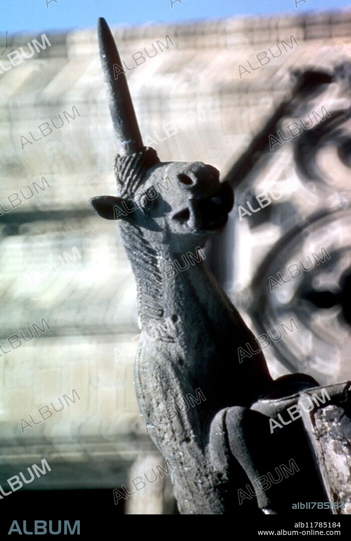 Unicorn in Barcelona Cathedral, Spain. ©TopFoto / Fortean.