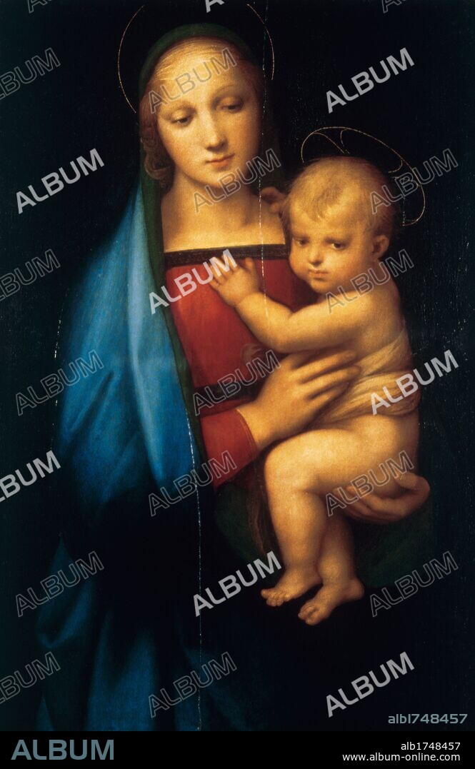 RAPHAEL. ARTE RENACIMIENTO. ITALIA. RAFAEL, Raffaello Santi o Sanzio, llamado (Urbino, 1483-Roma, 1520). Pintor italiano. "VIRGEN CON EL NIÑO" también conocida como "MADONNA DEL GRANDUCA". Aprox. 1506. Oleo sobre lienzo. 84,4 x 55,9 cm. Galería Palatina. Palacio Pitti. Florencia.