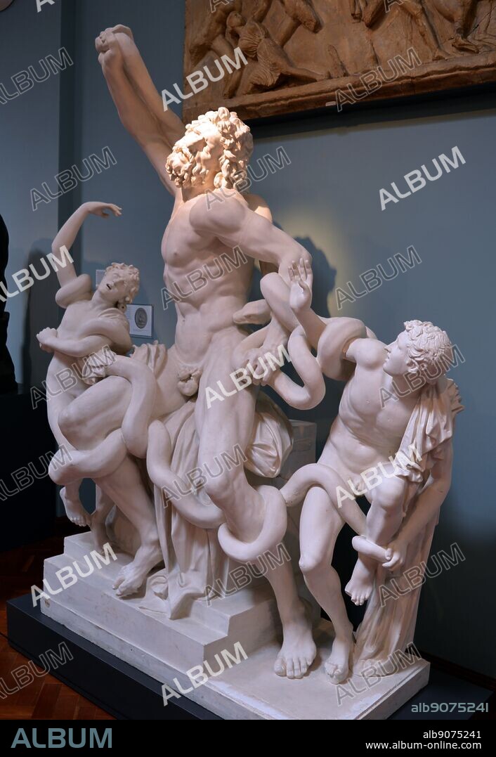 Laocoon, from Rome, c. 50-20 BC. The Trojan priest and his sons struggle with two flesh-eating snakes that had been sent as a divine punishment for the priests' crimes. The group was found in Rome in 1506 and is perhaps the single best known sculpture from antiquity.