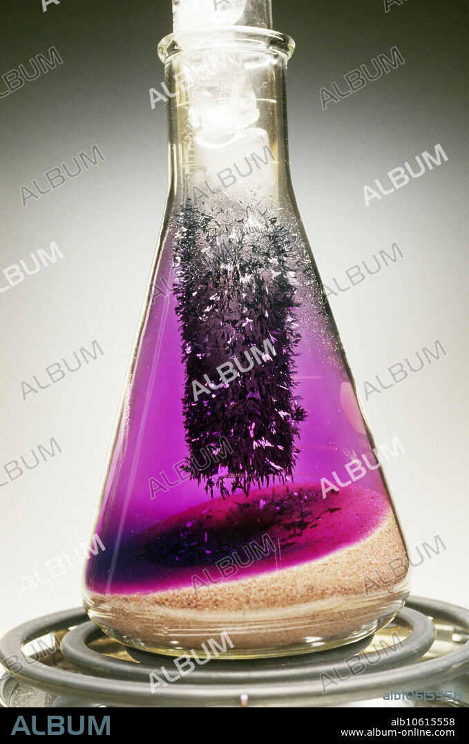 Iodine sublimation. Iodine at room temperature is a black solid. Gentle heating results in the formation of a purple gas. This solid-gas transition is known as sublimation. The vapor recrystallizes on the cool surfaces of the tube, and is purified in the process.