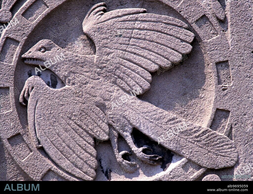 Bas relief of the Archaeopterix. Stone sculptureon the facade of the Royal Ontario Museum, Toronto. Canada.