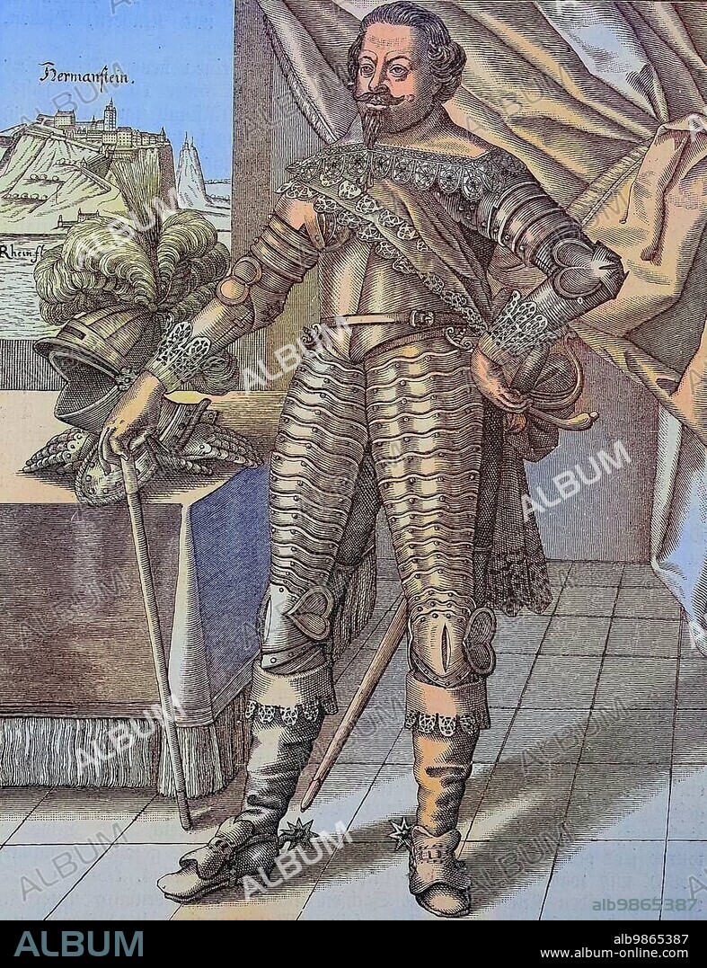 Count Johann von Werth, 1591, 16 January 1652, also Jan von Werth or in French Jean de Werth, was a German general of cavalry in the Thirty Years' War, digital improved reproduction of an original print from the 19th century.