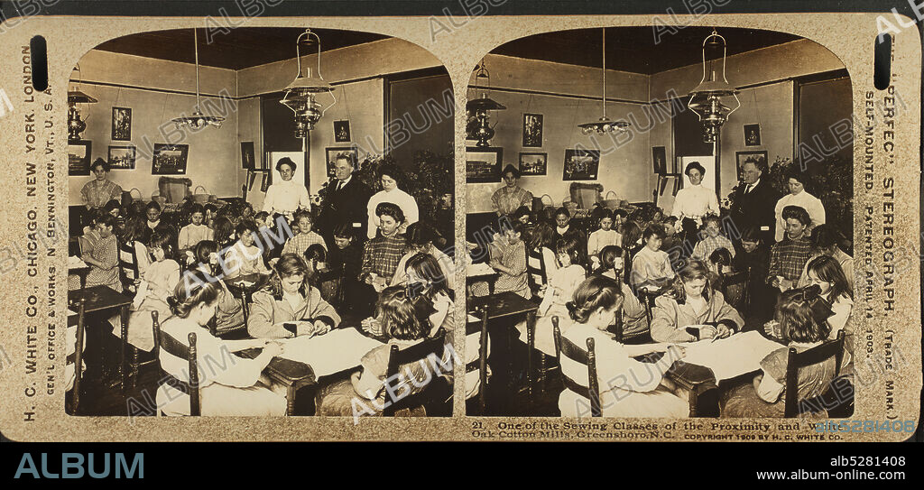 One of the Proximity Cotton Mill sewing classes. Greensboro, N. C., H.C. White Co., White Oak Cotton Mills, 1909, North Carolina, Greensboro (N.C.), Greensboro.