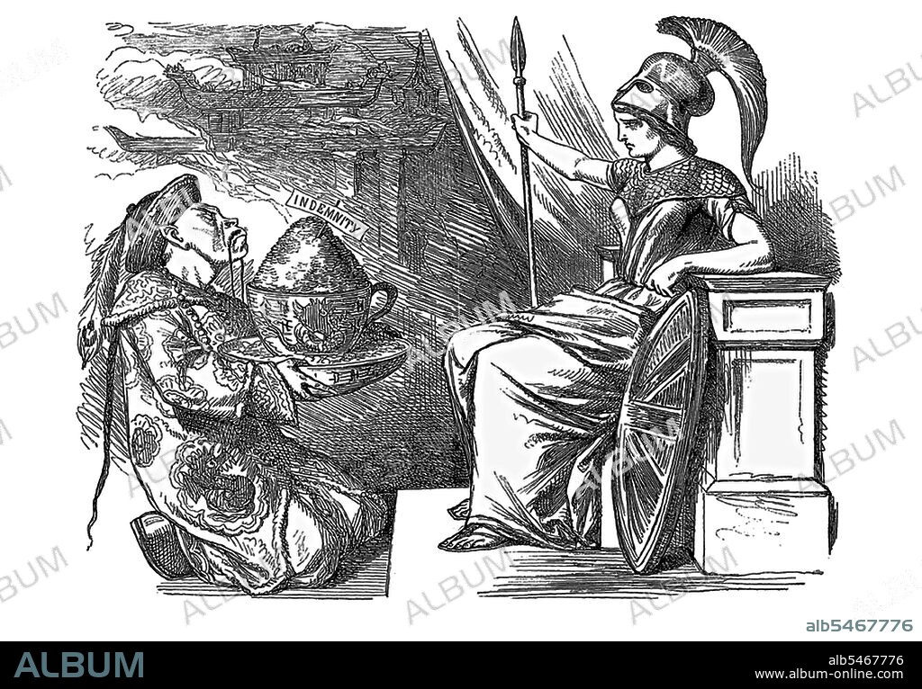 The Real Barbarian', by Edward Linley Sambourne, Illustrated London News, 5 January, 1861. Several documents known as the 'Treaty of Tien-tsin' were signed in Tianjin (Tientsin) in June 1858, ending the first part of the Second Opium War (1856–1860). The Second French Empire, United Kingdom, Russian Empire, and the United States were the parties involved. These treaties opened more Chinese ports (see Treaty of Nanking) to the foreigners, permitted foreign legations in the Chinese capital Beijing, allow Christian missionary activity, and legalized the import of opium. In addition, China was to pay an indemnity to Britain and France of 2 million taels of silver respectively, and compensation to British merchants of 3 million taels of silver. The treaty was ratified by the Emperor of China in the Convention of Peking in 1860, after the end of the war.