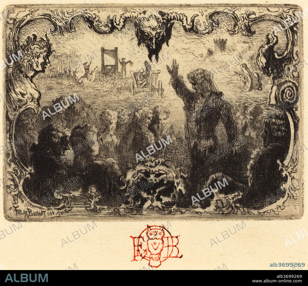 FéLIX-HILAIRE BUHOT. Jacques Cazotte's "Le Diable amoureux" (3rd vignette). Dated: 1878. Dimensions: plate: 5 x 6.9 cm (1 15/16 x 2 11/16 in.)  sheet: 11 x 13.4 cm (4 5/16 x 5 1/4 in.). Medium: etching and drypoint in black on thin cream wove paper.