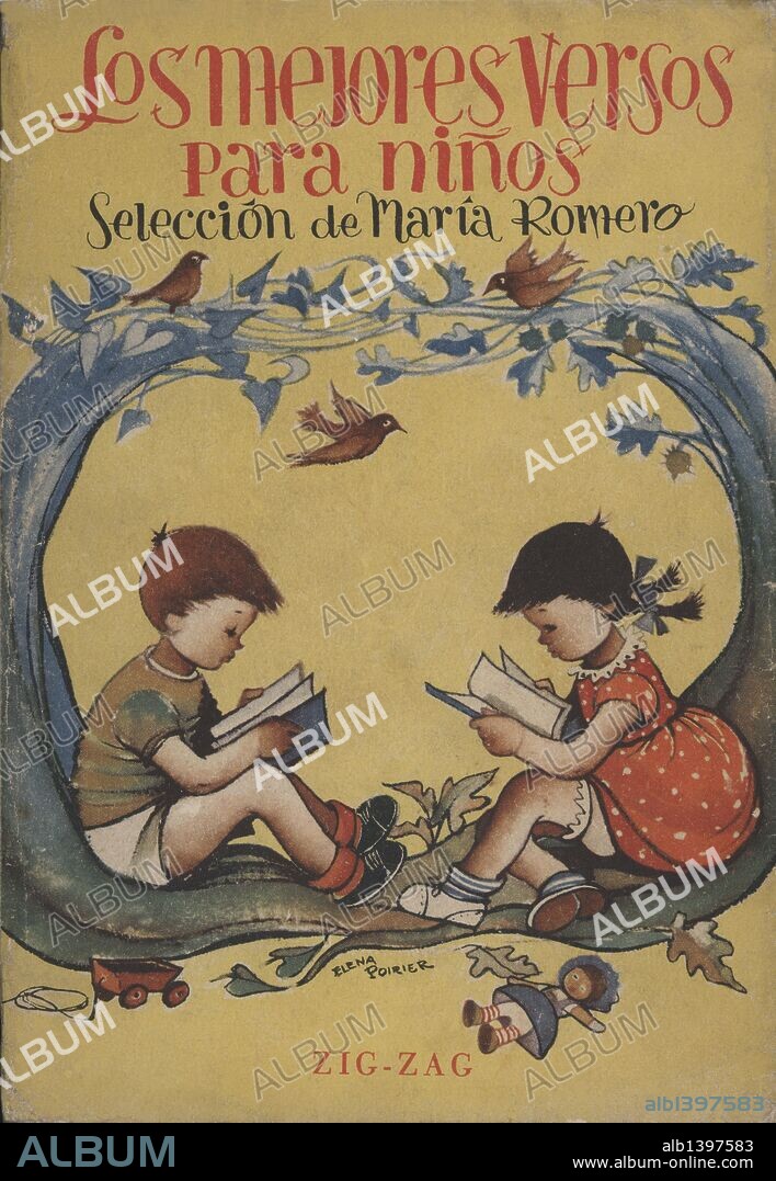 Portada del libro "Los mejores versos para niños", de María Romero. Editado por Empresa Editora Zig-Zag, S.A., de Santiado de Chile, año 1953.