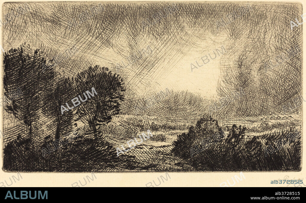 ALPHONSE LEGROS. Landscape with Storm (Paysage d'orage). Medium: etching and drypoint.