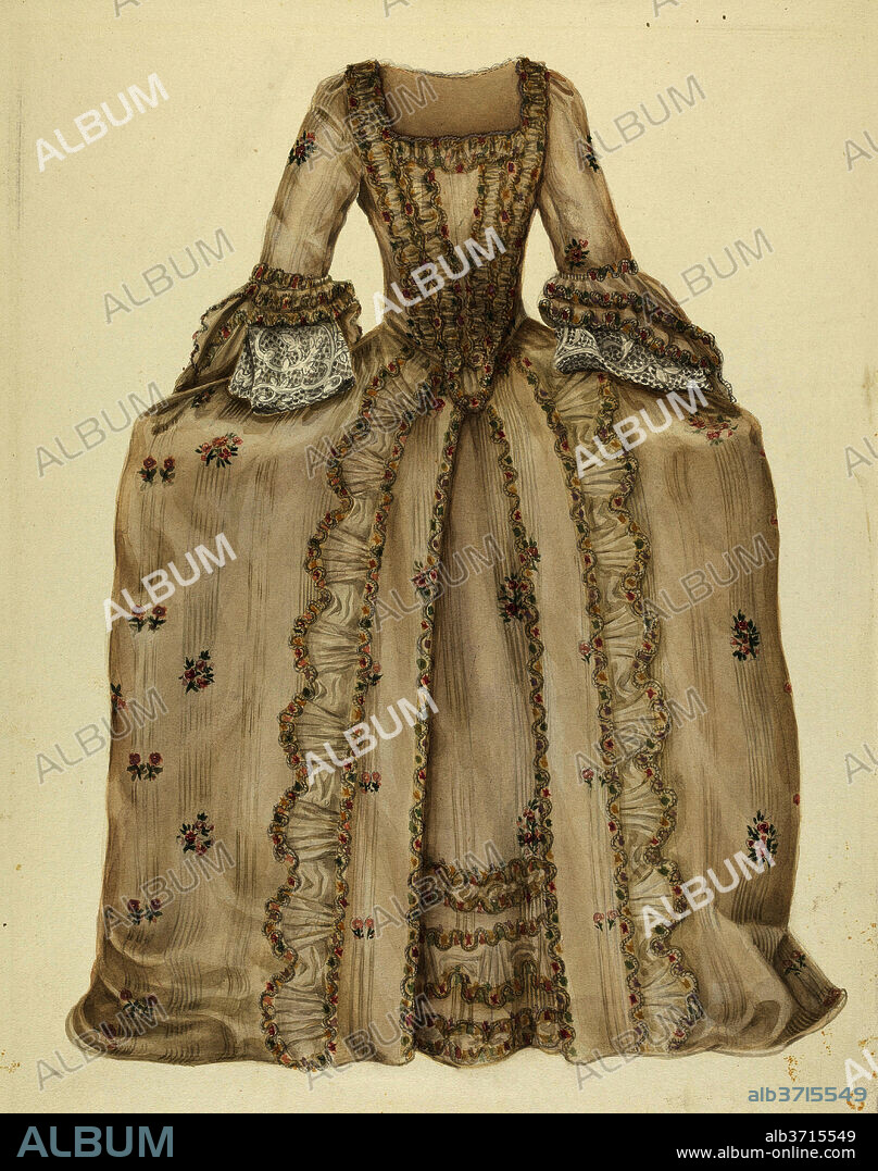 AMERICAN 20TH CENTURY. Dress. Dated: 1935/1942. Dimensions: overall: 29.1 x 22.9 cm (11 7/16 x 9 in.). Medium: watercolor and graphite on paperboard.