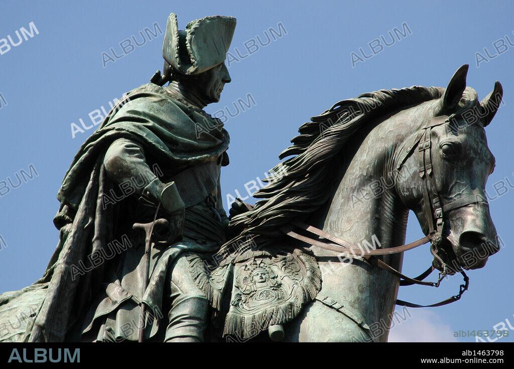 Frederick the Great (1712-1786), King of Prussia (1740-1786). Equestrian monument (1839-1851) by Christian Daniel Rauch. Berlin. Germany.