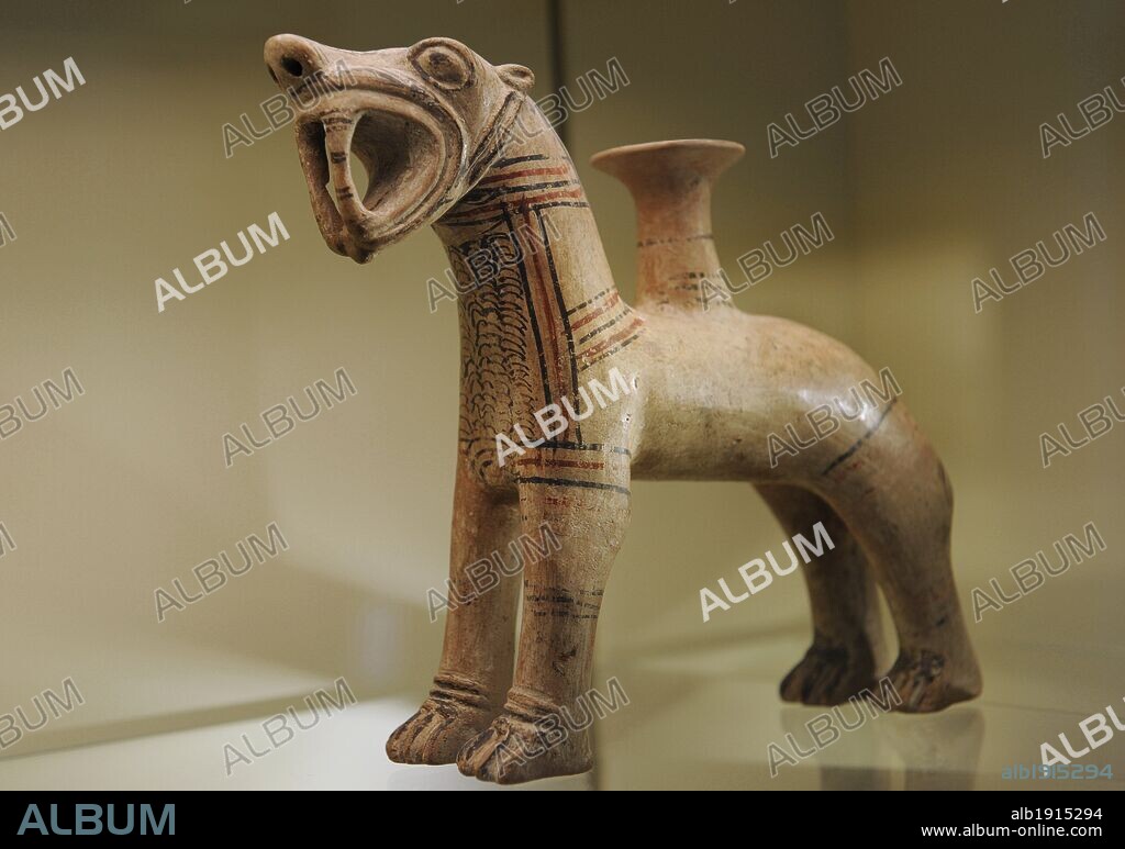 Ancient Art. Anatolia Peninsula. Turkey. Between 2000-1750 BC Mesopotamian Assyrian merchants established trading colonies in Anatolia. The center was Kanesh Kharum. Ritual vessel shape of a lion. 18th-19th century BC. Pergamon Museum. Berlin. Germany.
