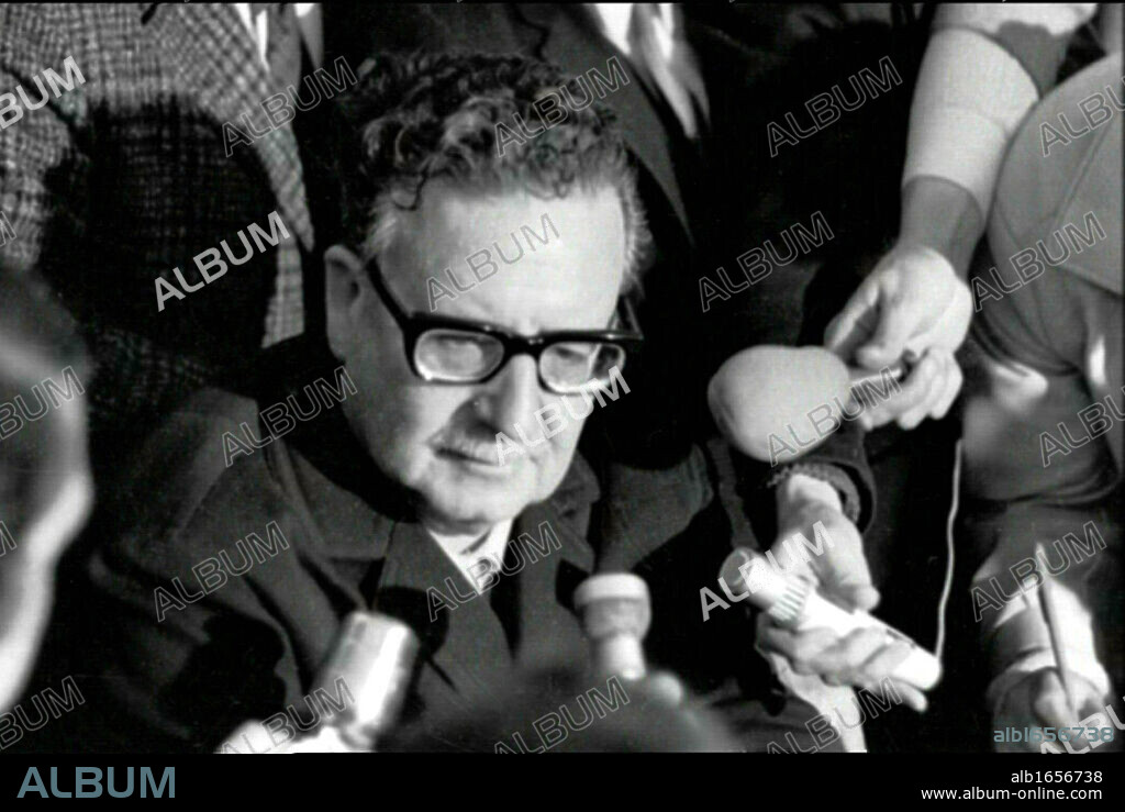 Salvador Allende Gossens 1908 -1973. Physician and first democratically elected Marxist to become president of Chile 1970-73. He was deposed in a coup d'etat on September 11, 1973.