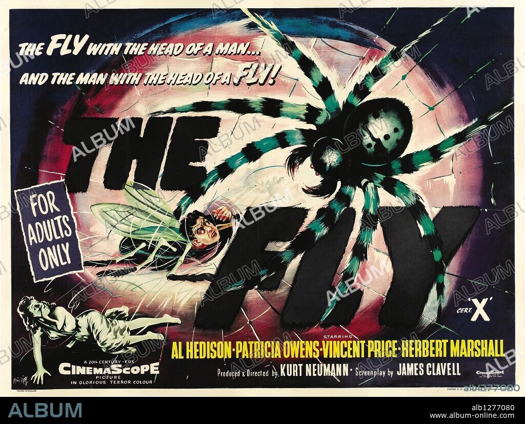 Poster de LA MOSCA, 1958 (THE FLY), dirigida por KURT NEUMANN. Copyright 20TH CENTURY FOX.