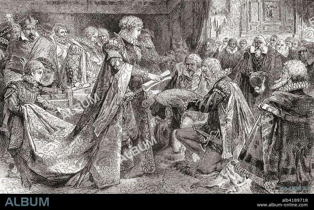 Flemish nobles petitioning Margaret of Parma in 1565 to stop religious repression and the Spanish Inquisition in the Netherlands.  Margaret of Parma, 1522 - 1586.  Governor of the Netherlands from 1559 to 1567 and from 1578 to 1582.  From Ward and Lock's Illustrated History of the World, published c.1882.