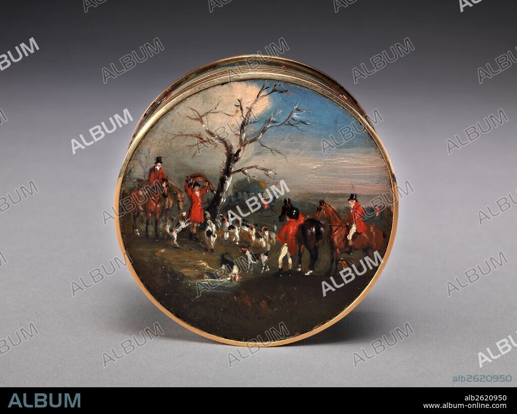 Lord Edward Thynne’s Snuff Box, Decorated with Foxhunting Scenes by John Ferneley Lord Edward Thynne's Gold Snuff Box, painted with Foxhunting Scenes: `The Death' on the lid; `Full Cry' around; `The Meet' on base, Attributed to John Ferneley 1782-1860.