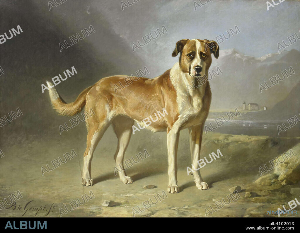 BERNARD TE GEMPT. A St Bernard Dog. Dating: c. 1850 - c. 1879. Measurements: h 179 cm × w 248 cm × t 4 cm; h 187.6 cm × w 256.6 cm × d 9.8 cm.