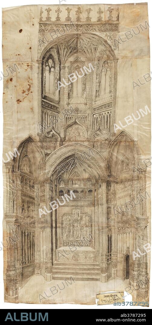 Juan Guas / 'Capilla mayor de San Juan de los Reyes, Toledo'. 1485 - 1490. Pluma sobre pergamino, 1940 x 960 mm.