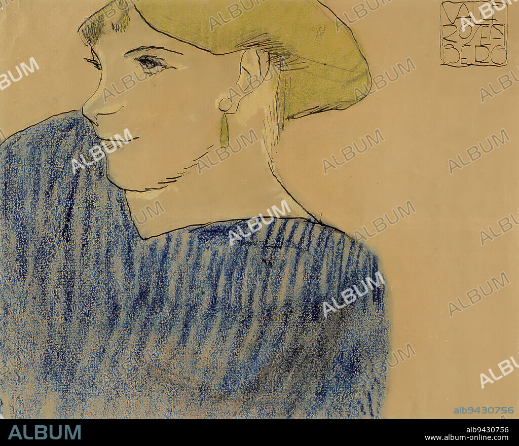 Valle Rosenberg, 15.11.1891, Porvoo, 18.12.1919, Porvoo, Girl with Green Hair, 1912, 28.5 × 35 cm.
