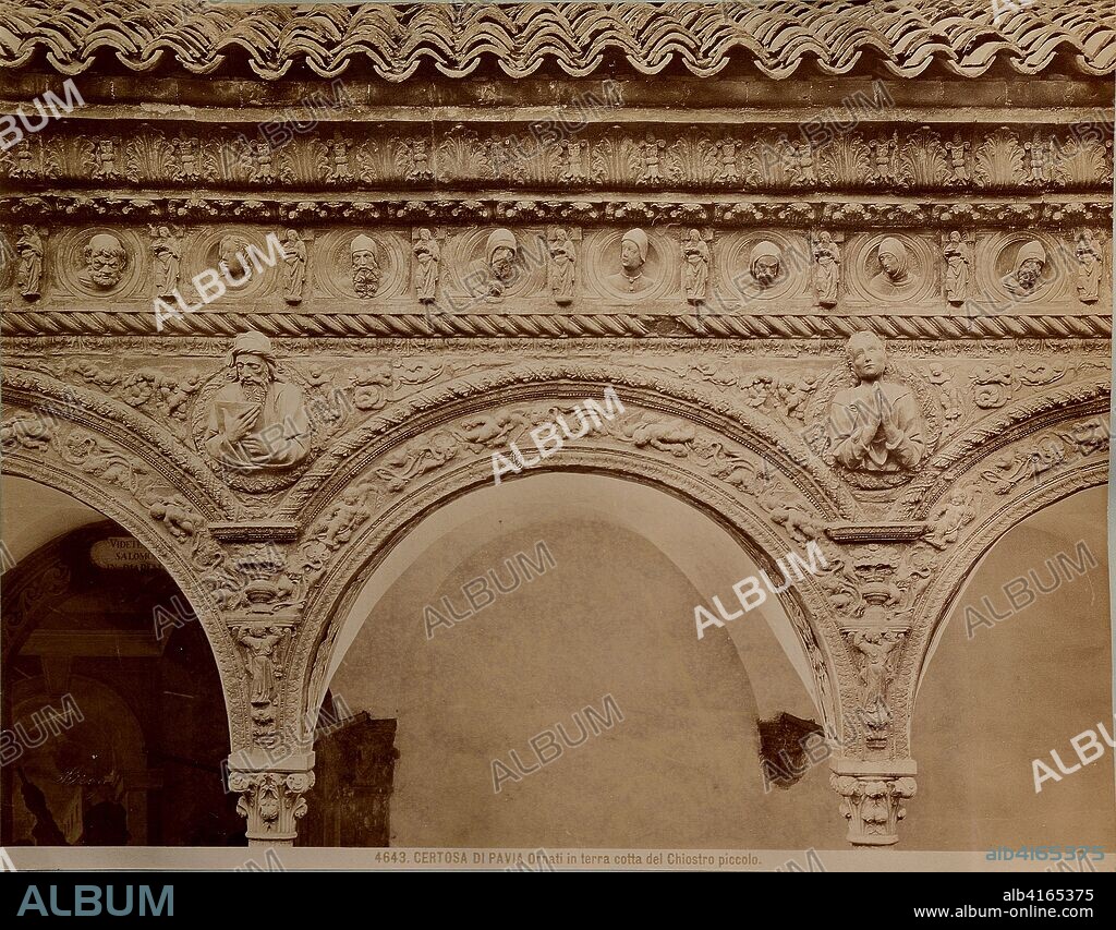 RINALDO DE STAURIS. Cartuja de Pavía, claustro pequeño. “4643 Certosa di Pavia. Ornati in terra cotta del Chiostro piccolo”.