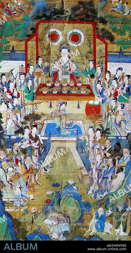 As the ancestor of Female Immortals, the Queen Mother of the West lives in the Kunlun Mountains, in a city of one thousand miles with twelve jade mansions, green light halls, nine-storey primordial chambers, and purple and green elixir chambers. To the left is the Jade Lake, and to the right are the Green Mountains. All women who have attained immortality in the three realms and ten directions, in Heaven or in the human world, are under the rule of the Queen Mother of the West.