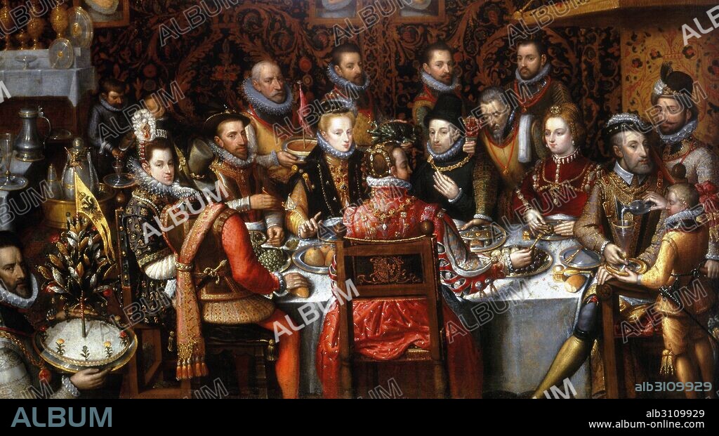 ALONSO SANCHEZ COELLO. Felipe II en el banquete de los Monarcas/1596.