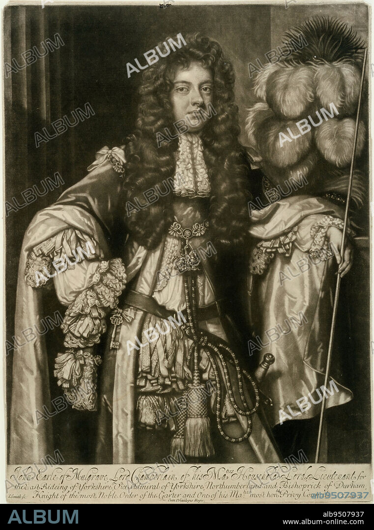 John Sheffield, Earl of Mulgrave, 17th century, John Raphael Smith; Artist: after Sir Godfrey Kneller, British, 1646 - 1723, 12 3/16 x 9 13/16 in. (30.96 x 24.92 cm) (plate)13 15/16 x 9 13/16 in. (35.4 x 24.92 cm) (sheet), Mezzotint, England, 17th century.