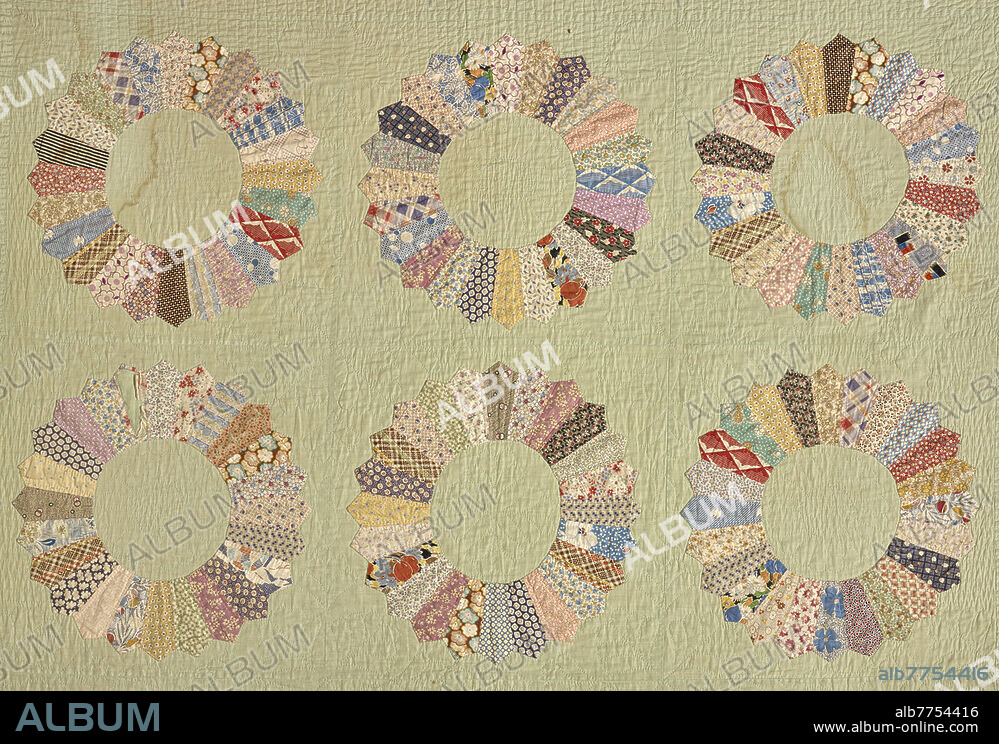 quilt (Dresden Plate), Mary Emma Priest Renbarger (American, 1867-1954), 1937, cotton, pieced and quilted, 89-1/2 x 70-3/4 in., Chain-stitched, back side, near top corner: 1937., E. R., Textile and Fashion Arts.
